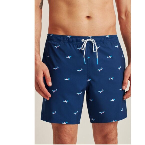 267459 Bonobos Riviera Recycled Swim Trunks Shorts Geo Sharks Printed XL NEW